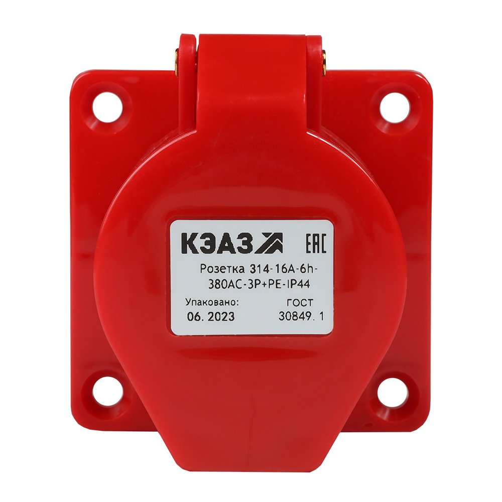 Розетка 314-16А-6h-380AC-3P+PE-IP44