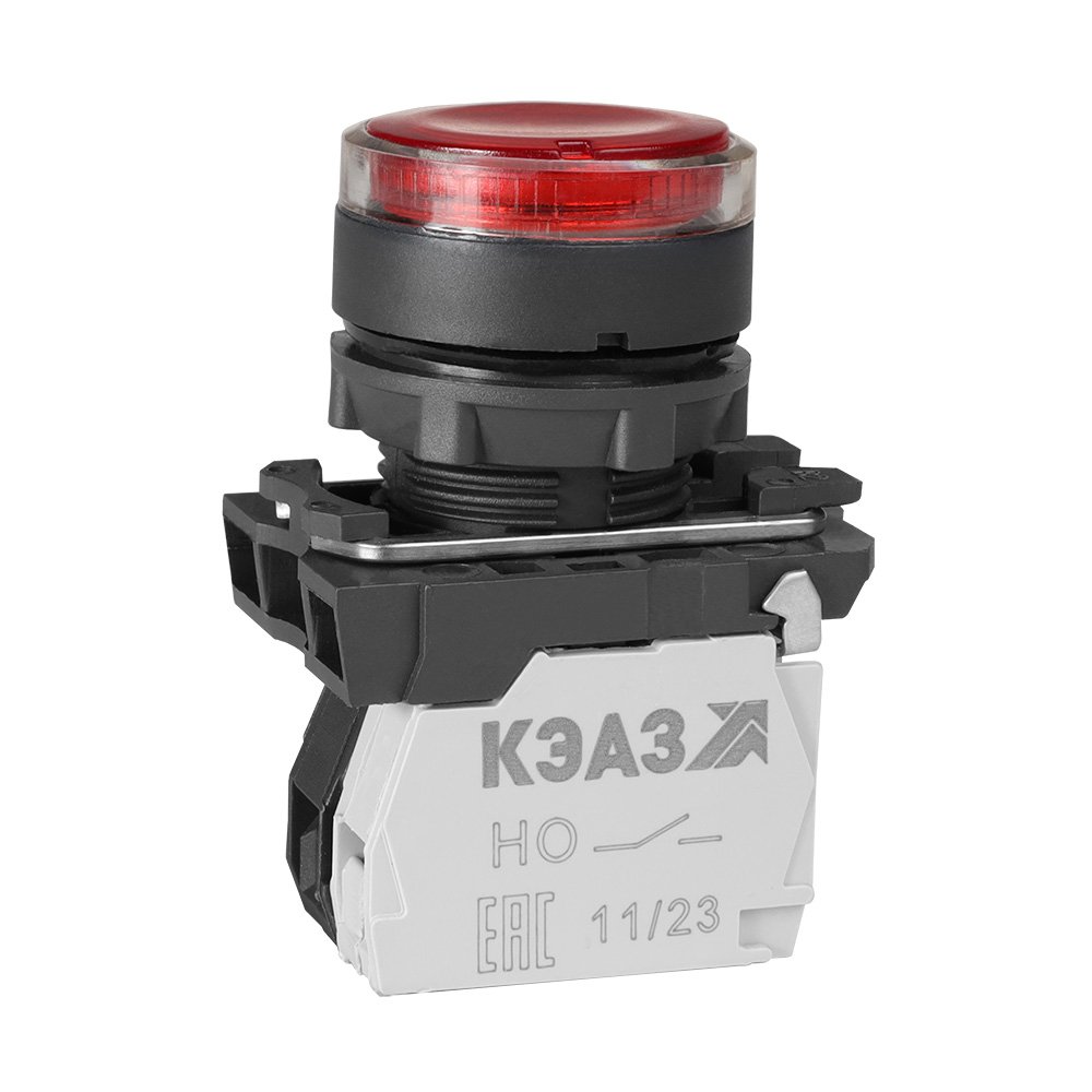 КМЕ4622мЛ-24В-красный-2но+2нз-цилиндр-индикатор-IP65