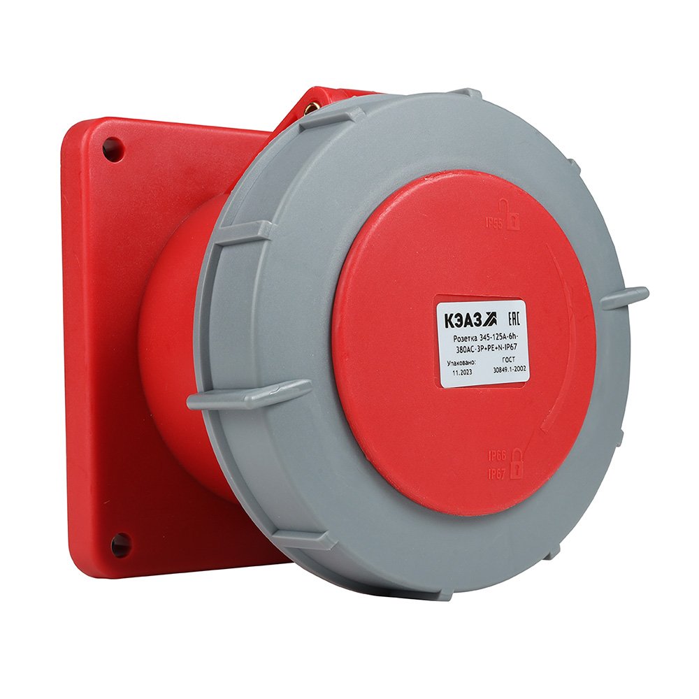 Розетка 345-125А-6h-380AC-3P+PE+N-IP67