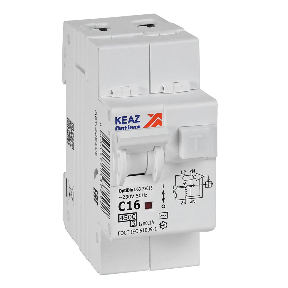 OptiDin D63-23C16-AC-У3 (2P, C16, 100mA, 4,5кА) 