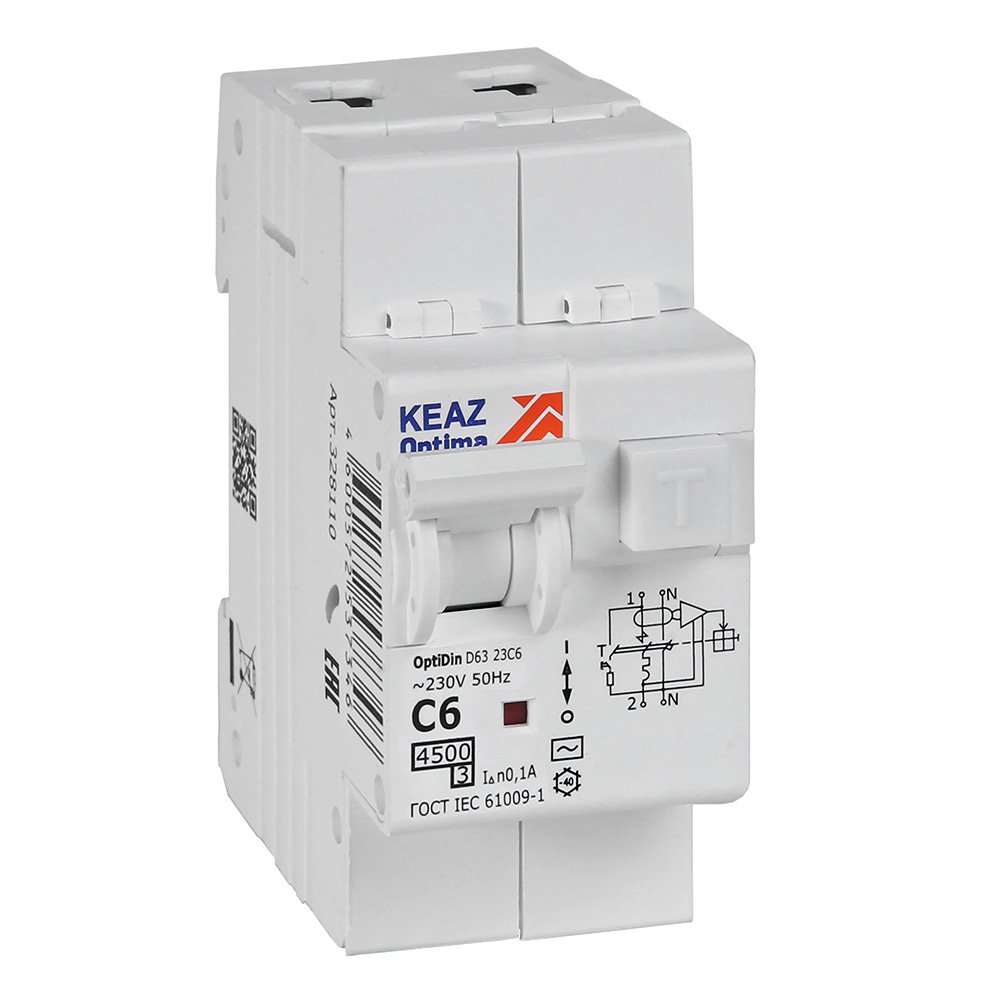 OptiDin D63-23C6-AC-У3 (2P, C6, 100mA, 4,5кА) 