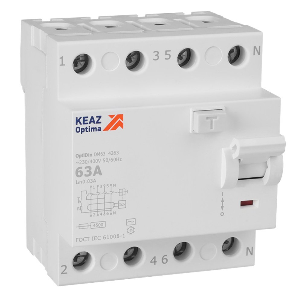 OptiDin DM63-4263-AC-4,5-УХЛ4 (4P, 63, 30mA) 