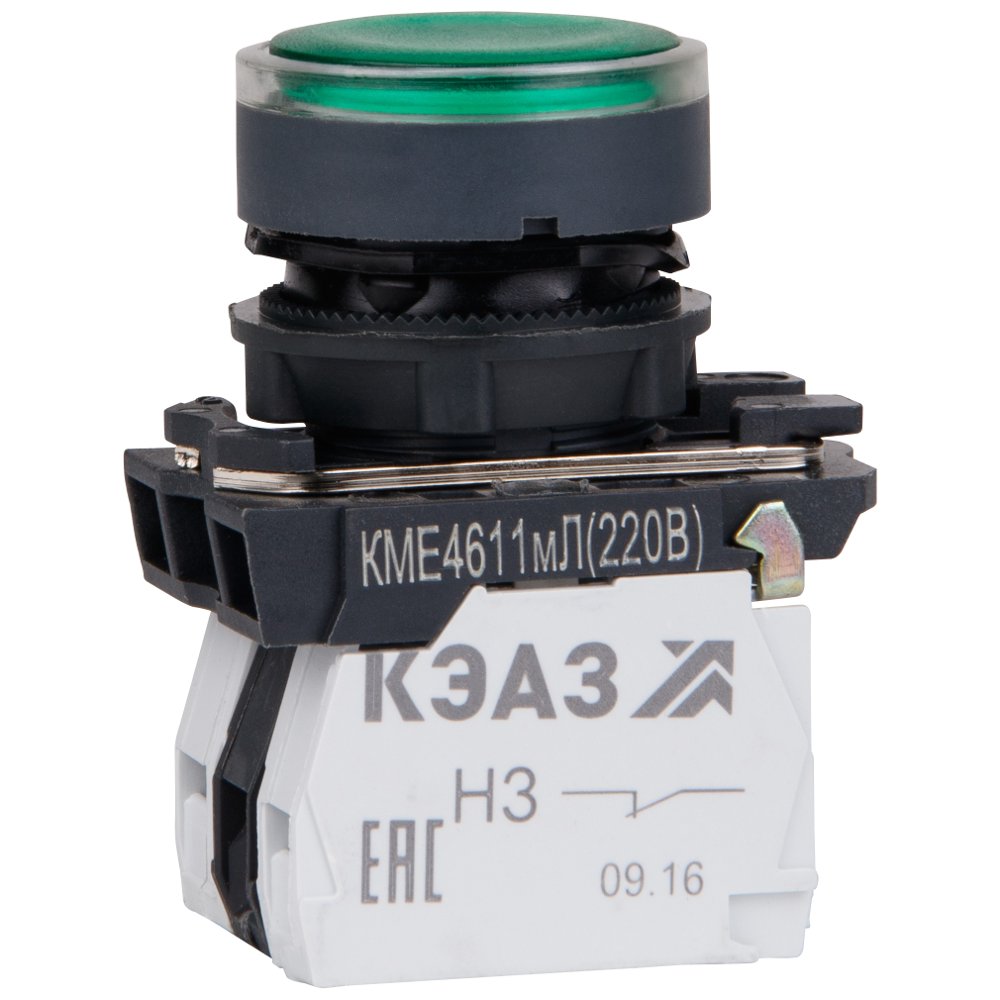 КМЕ4511мЛ-24В-зеленый-1но+1нз-цилиндр-индикатор-IP54