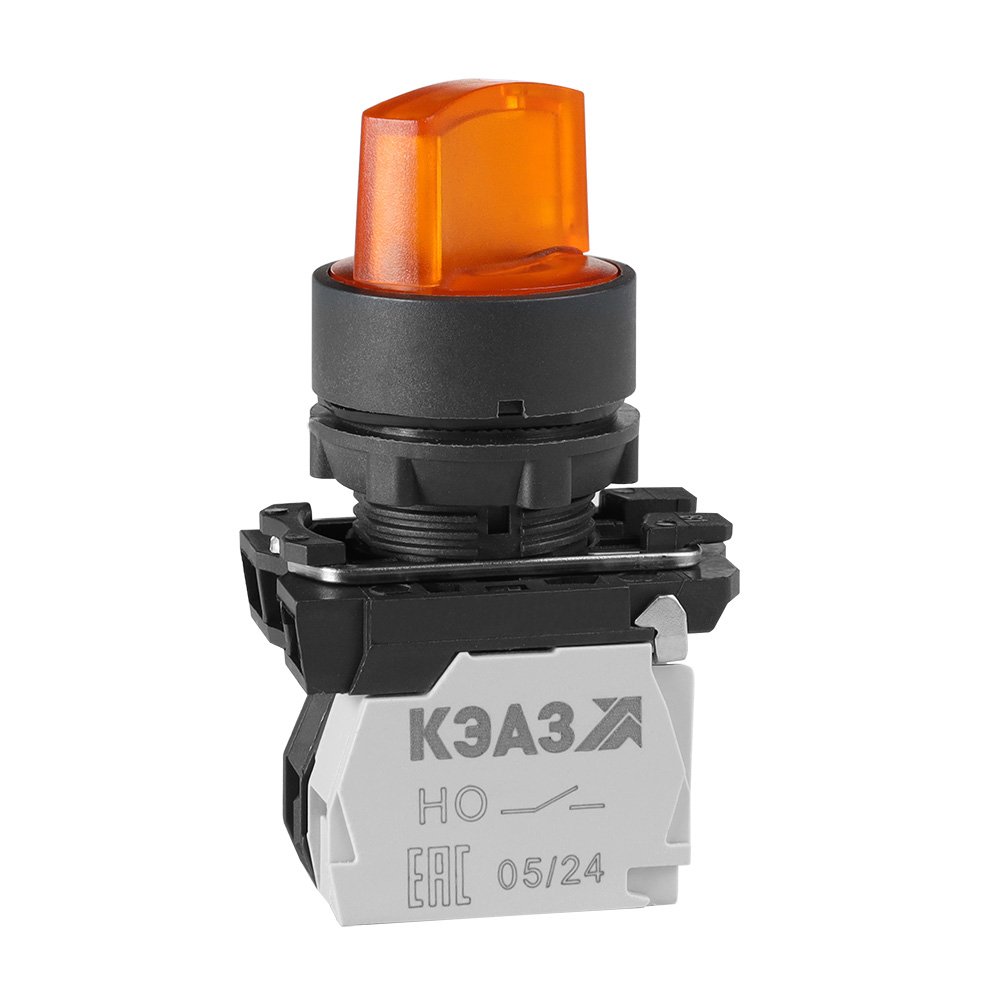 КПЕ2120РЛ-220В-желтый-2но+0нз-ручка-фикс-3поз-индикатор-IP40