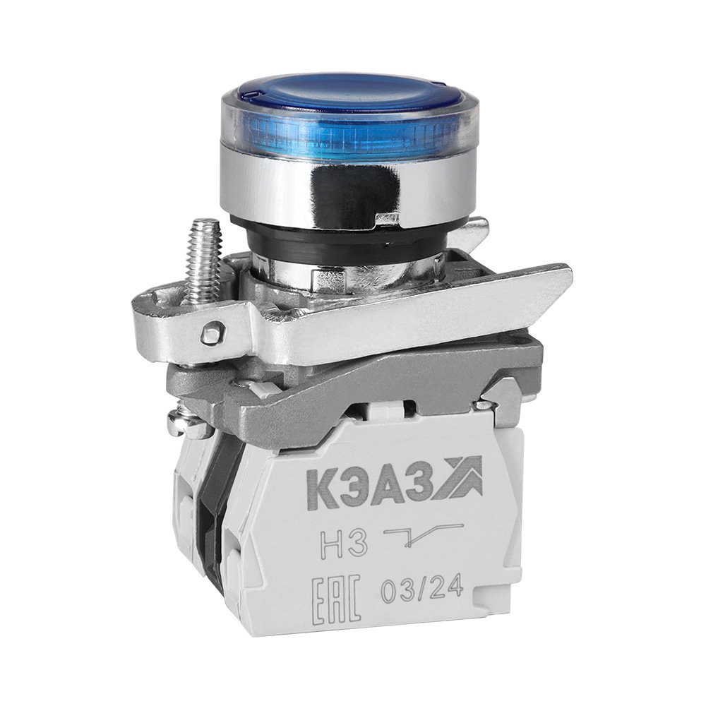 КМЕ4122мЛС-220В-синий-2но+2нз-цилиндр-индикатор-IP40