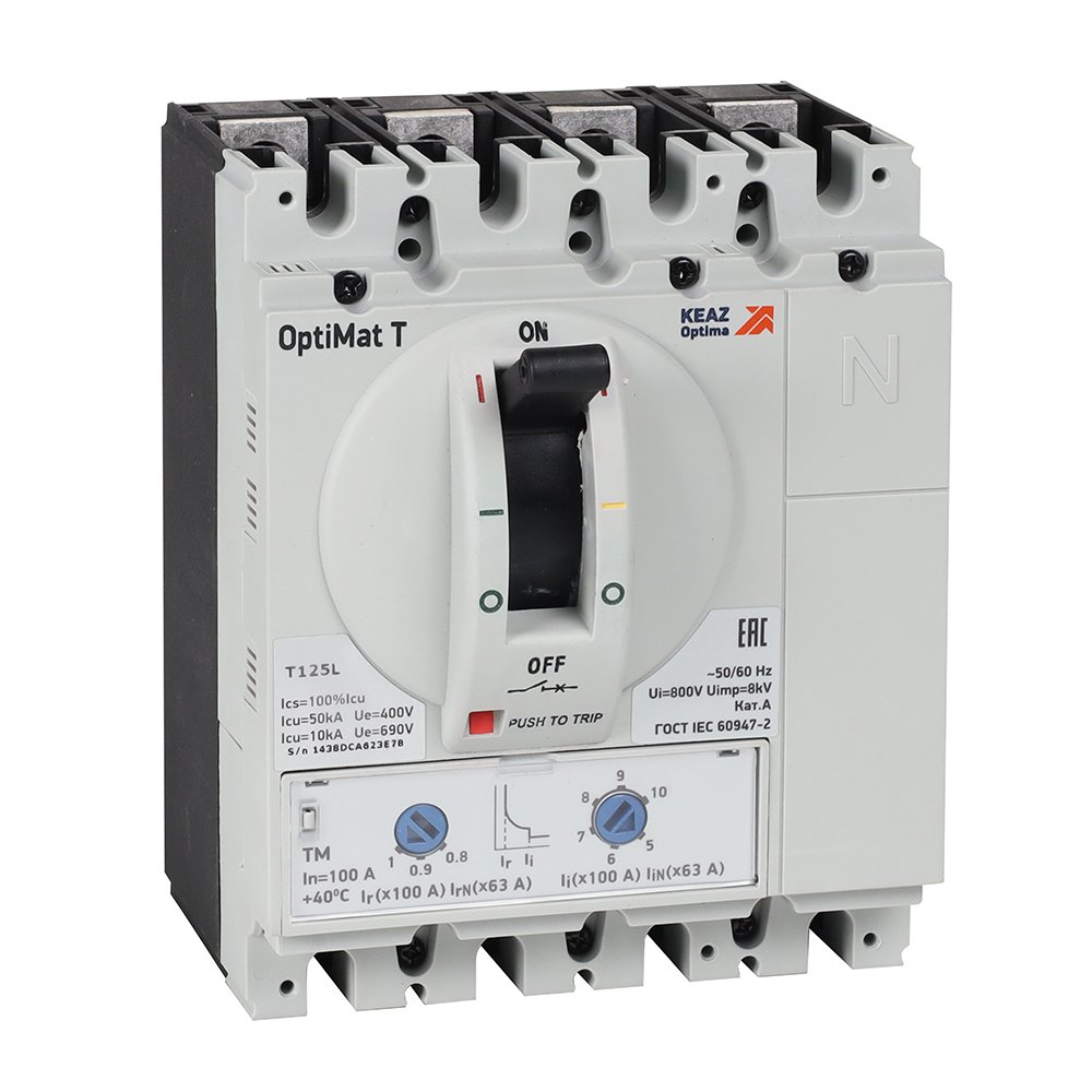 OptiMat T125S-RCA TM 100A 4P