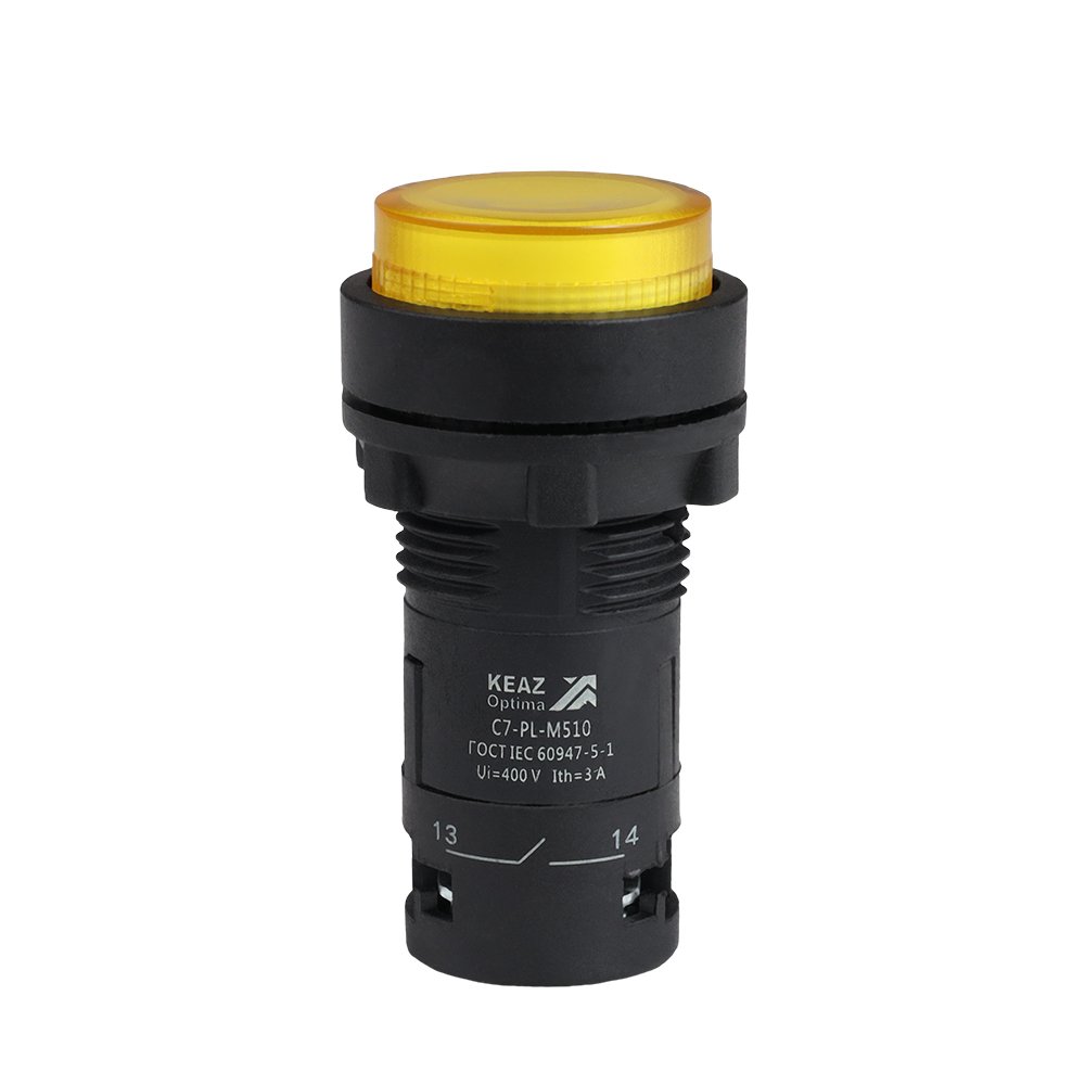 C7-PL-M510 Кнопка с подсветкой желтая 1НО 230 В AC XB7NW35M1