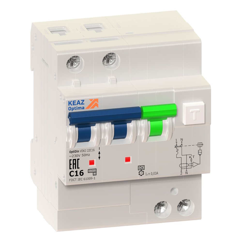 OptiDin VD63-22C20-A-УХЛ4 (2P, C20, 30mA)-АЭС